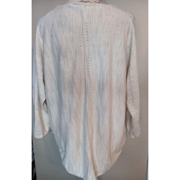 Moth Anthropologie Cream Ivory Medium Sweater, Sheer Arm Stripe, Long Sleeve - Picture 2 of 6